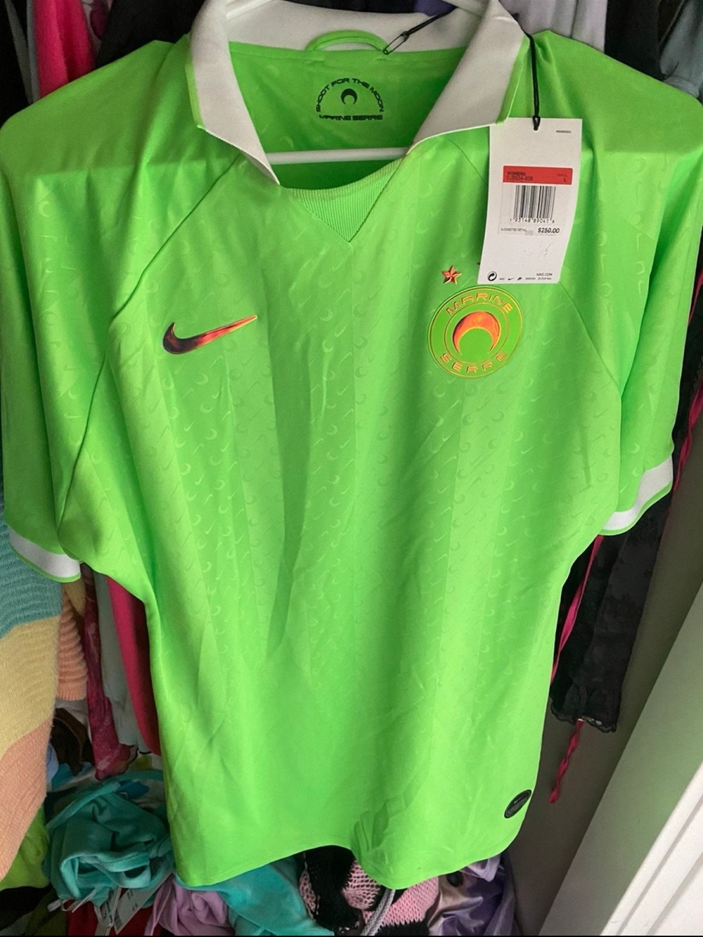 Nike women’s collab  with marine serre Bright Green Short-Sleeve Soccer Jersey